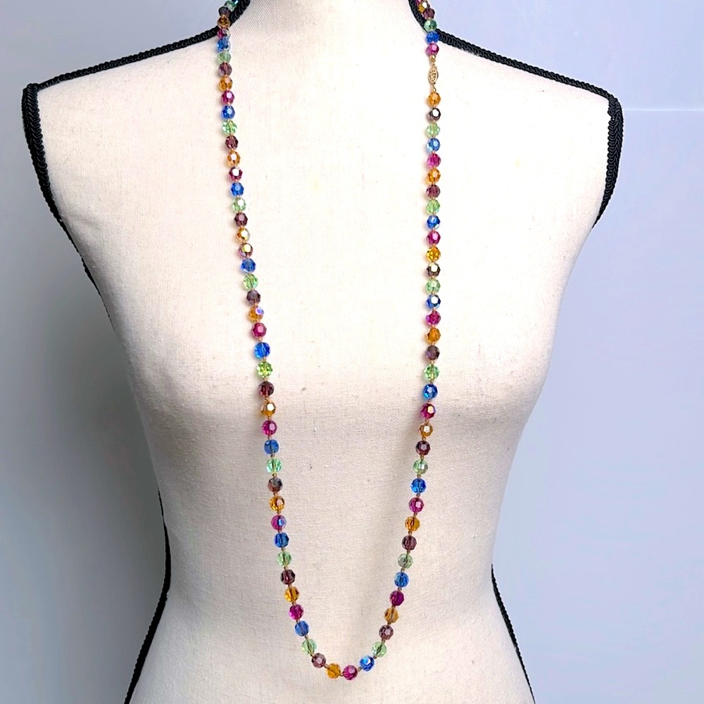 Vintage crystal beads, multi color 40” strand